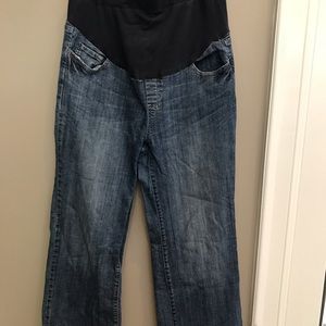 Maternity Bootcut Jeans. Lighter blue wash